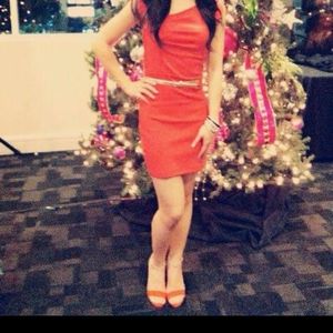 Bebe orange bodycon dress